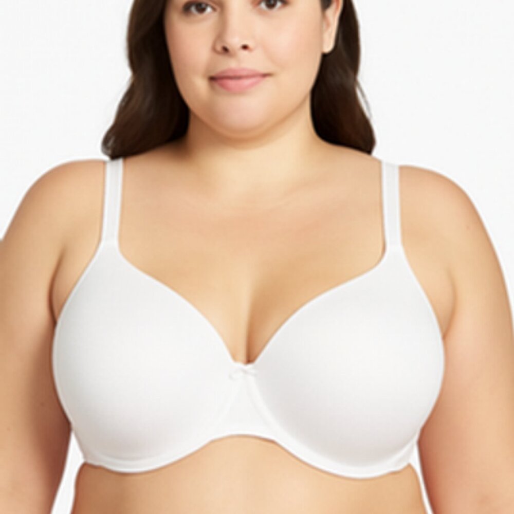 Cacique Plus Size 40D  Bra T Shirt Lane Bryant Cotton Blend White